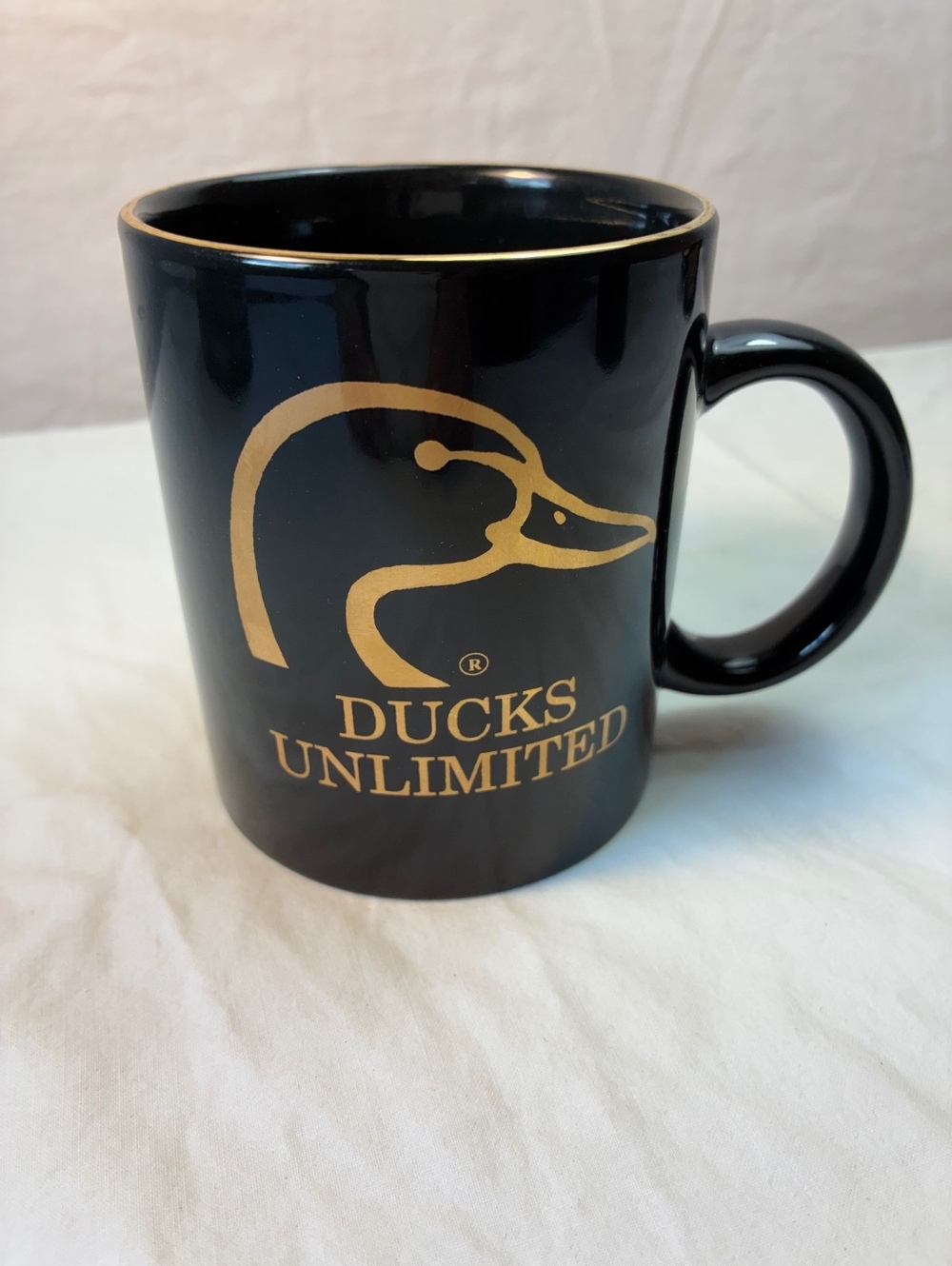 Vintage Ducks Unlimited Black Ceramic mug big head logo